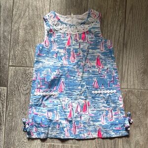 EUC - Lilly Pulitzer Blue and Pink Sailboat Print Dress